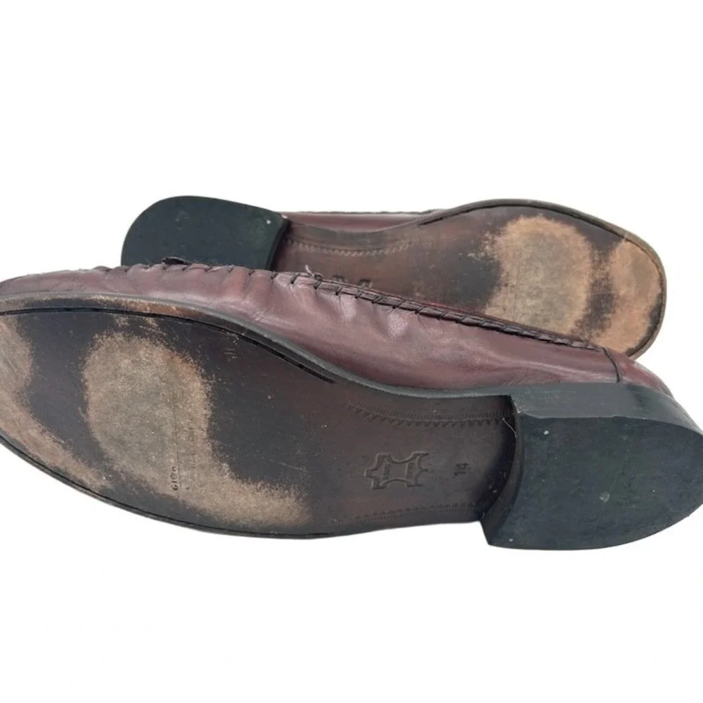 Giorgio Brutini Loafers Men's Size 14 Burgundy Woven Tassel Kiltie Leather